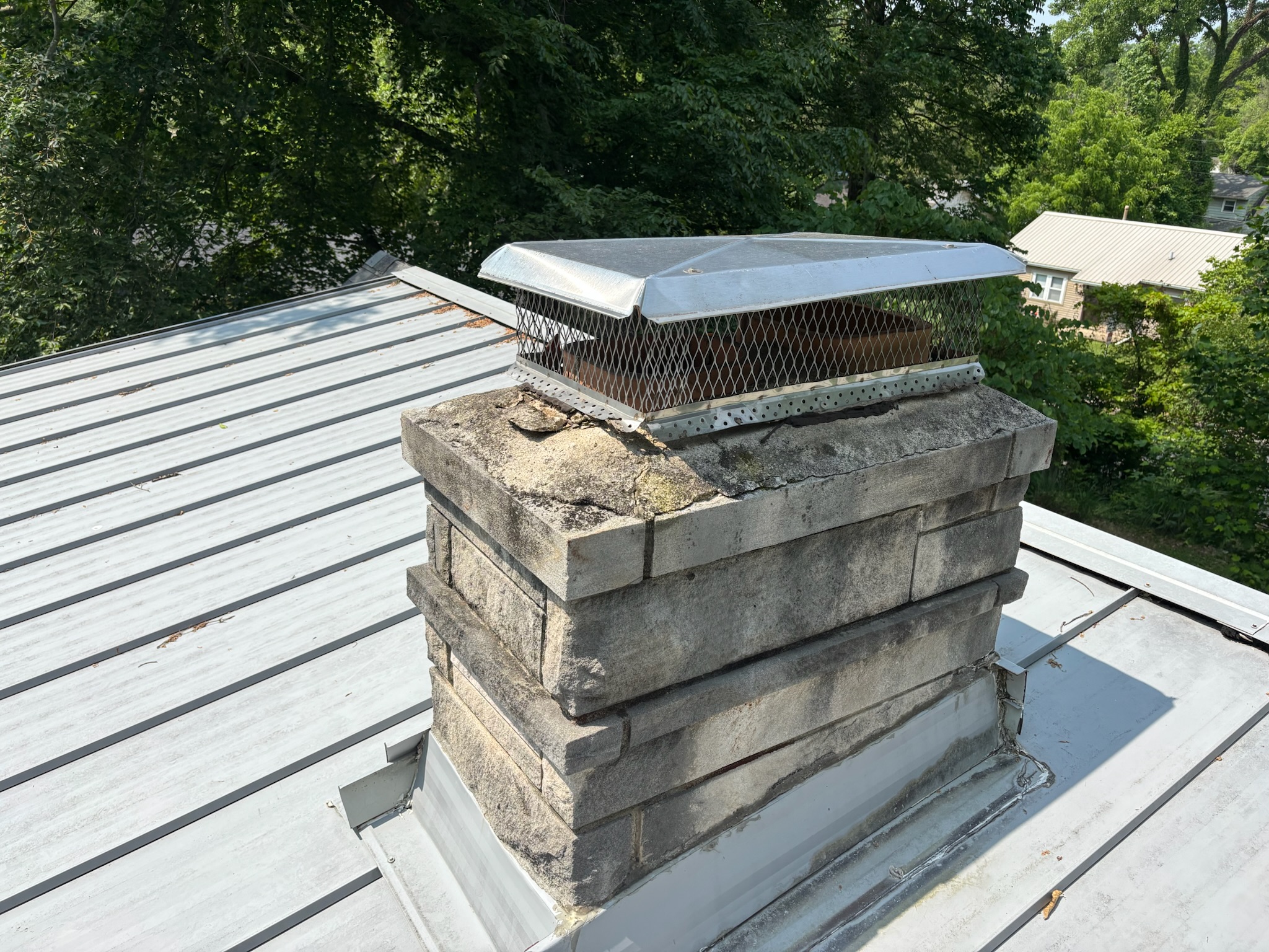 Chimney Brick Repair & Tuckpointing — before